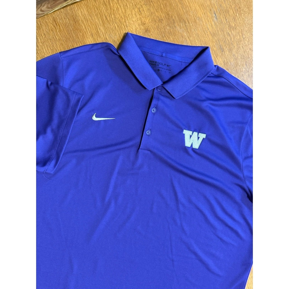Nike Golf Dri Fit Washington Huskies Polo Shirt Purple Athletic Men's XL